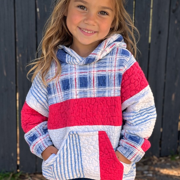 4t Kids Red and Blue Plaid Hoodie - Picture 2 of 8
